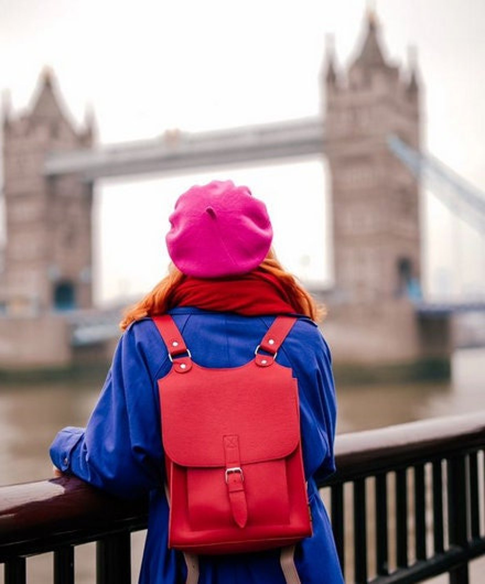 Red Leather Backpack for Women Travel Backpack Leather Rucksack College ...
