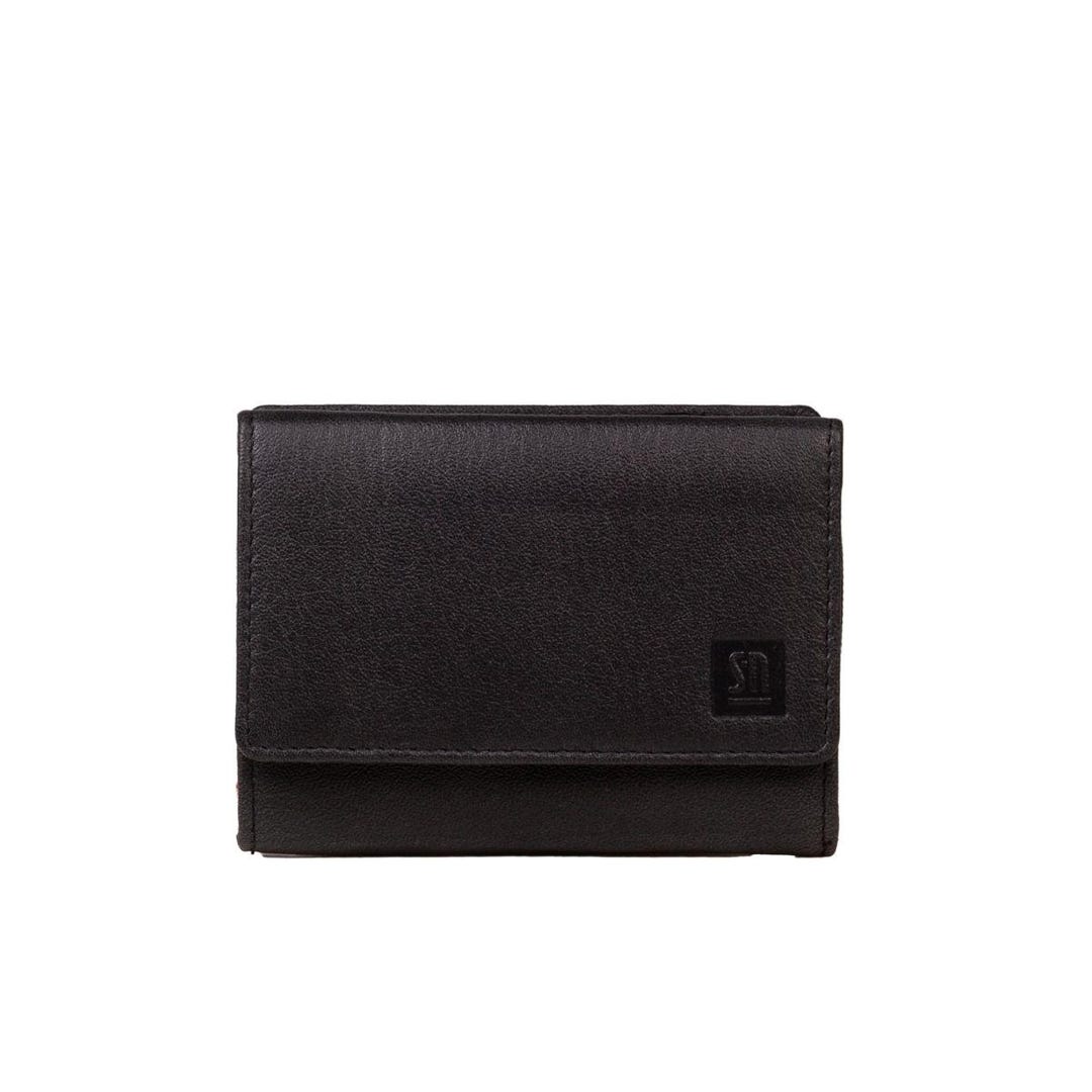 Black Embossed Calf Leather Wallet With Red Stitching And A Red And Black Embossed Leather Interior main image 0