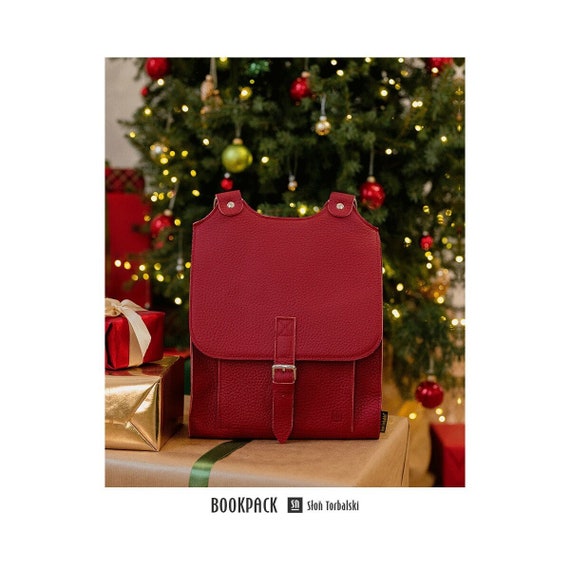 Leather Backpack, Leather Rucksack, Red Leather Backpack  display picture 2