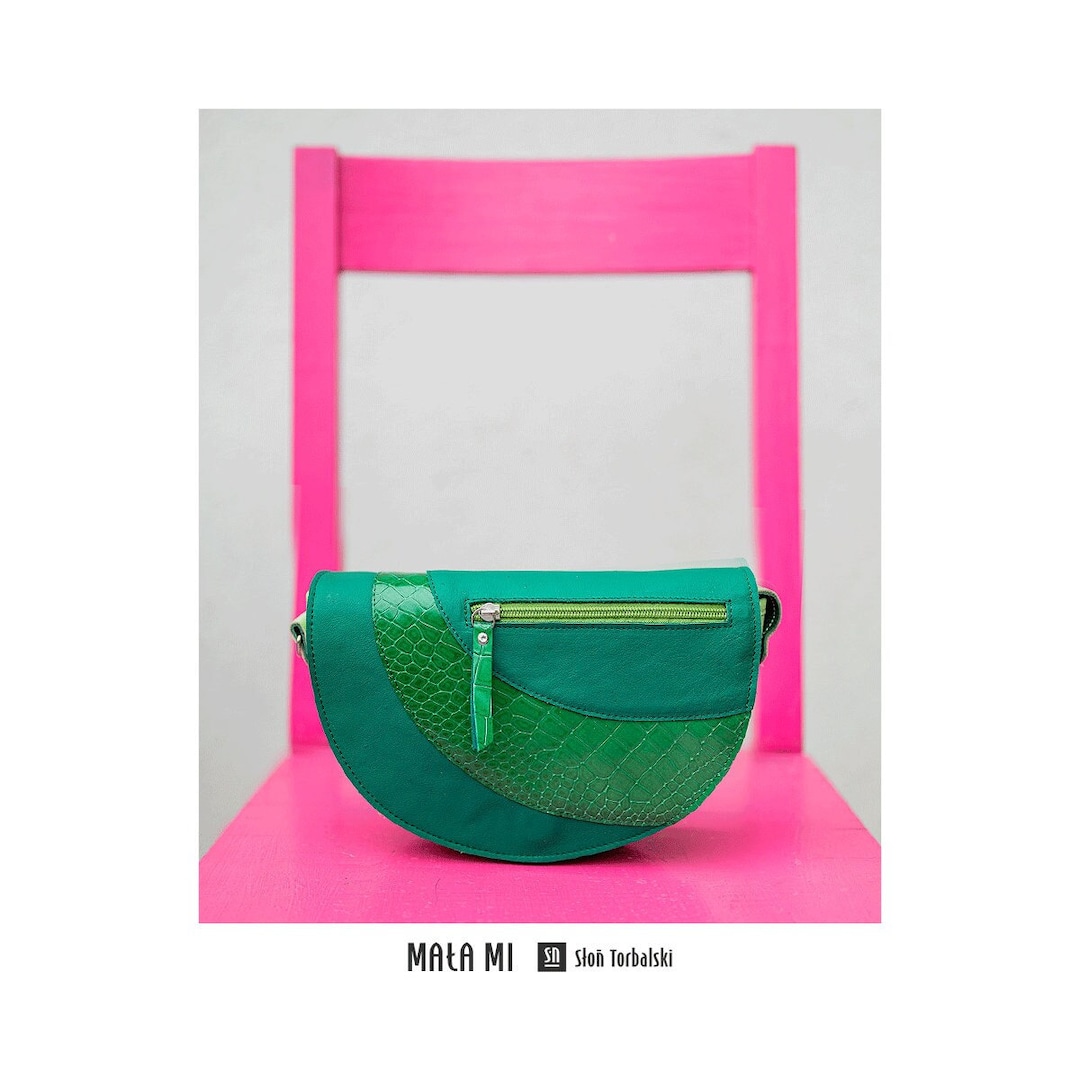 Green Small Bag, Green Leather Bum Bag, 2w1, Shoulder Bag and Waist Bag