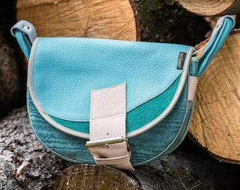 Blue leather bag, handmade leather bag, handbag, woman leather bag, elegant leather bag, made in Poland handbag,messenger bag,cross body bag