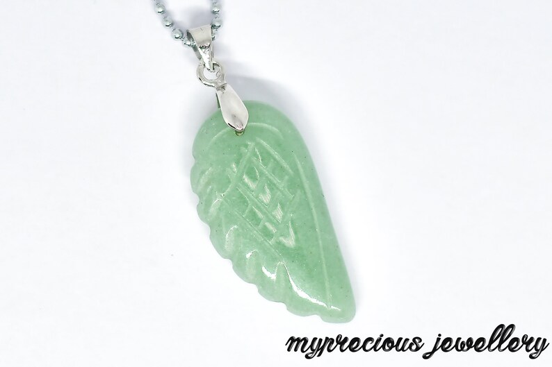 Natural Gemstone Necklace Aventurine Angel Pendant Wings Healing Reiki Chakra UK Natural Gemstone Necklace Aventurine Angel Pendant Wings Healing Reiki Chakra UK