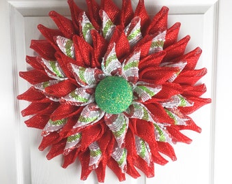 Christmas Flower, Flower Wreath, Handmade Wreath, Christmas, Handmade Gift, Christmas Wall Décor, Christmas Decor