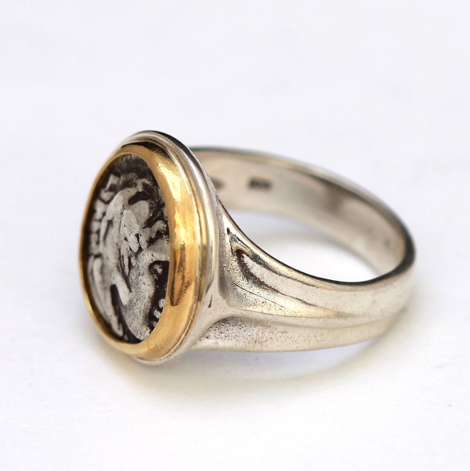 Alexander the Great Ring 18K Gold Silver Shank Authentic Etsy