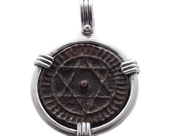 Moroccan Faluse Coin, Sterling Silver Pendant, 8137