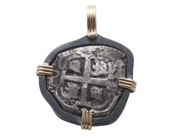 Spanish 4 Reales, Ferdinand VI, 18K Gold and Sterling Silver Pendant, ID16194 (Copy)