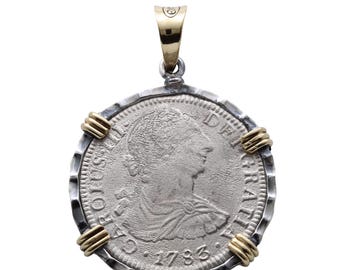 14K and Sterling Silver Pendant, El Cazador Spanish Shipwreck Coin EC30009