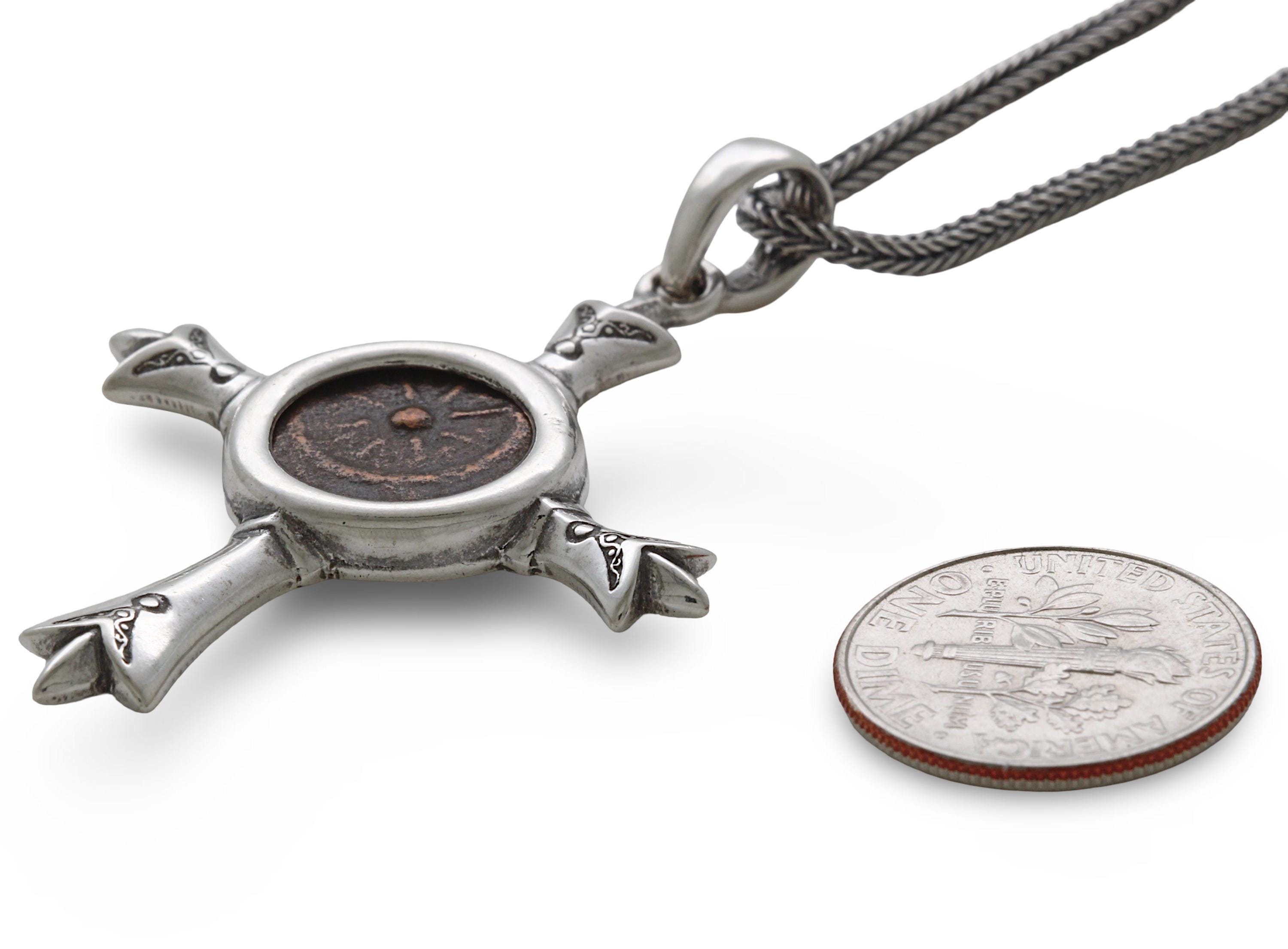 Sterling Silver Cross Pendant, Widows Mite Prutah Coin, 8125 - Etsy