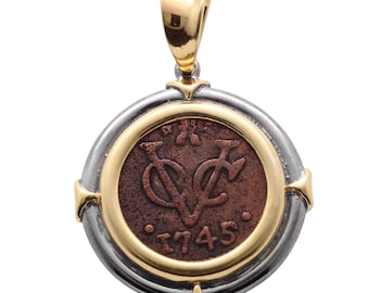 Sterling Silver/Gold Plated Pendant, Dutch VOC Coin, 8159