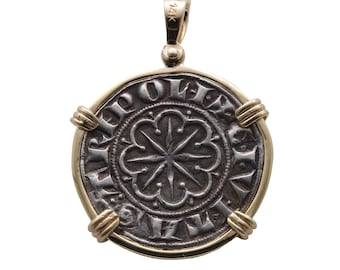 14K Gold Pendant, Bohemond VI Coin, ID16167
