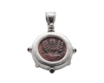 Agrippa Prutah, Sterling Silver Pendant, Garnets, 8172