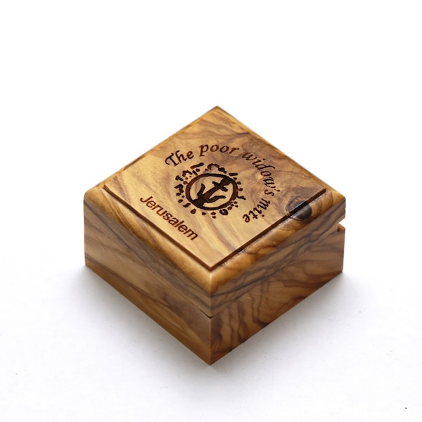 Widows Mite Coin in Olive Wood Box, Ancient Alexander Janneus Coin