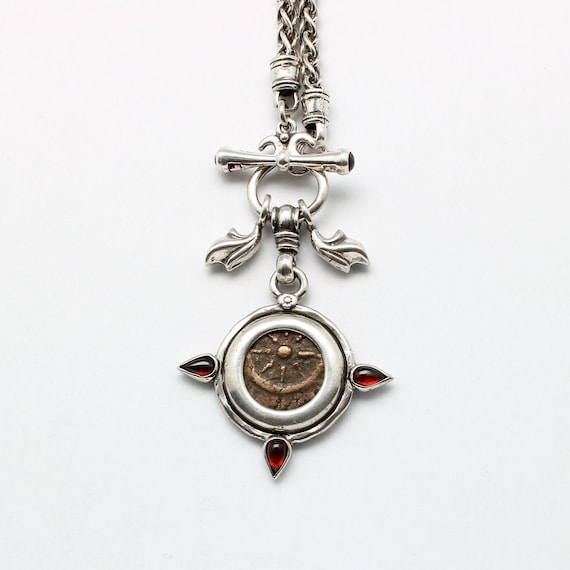 コレクション widow's mite prutah coin silver pendant Widows Mite Prutah Coin, Silver Toggle Necklace With Garnets