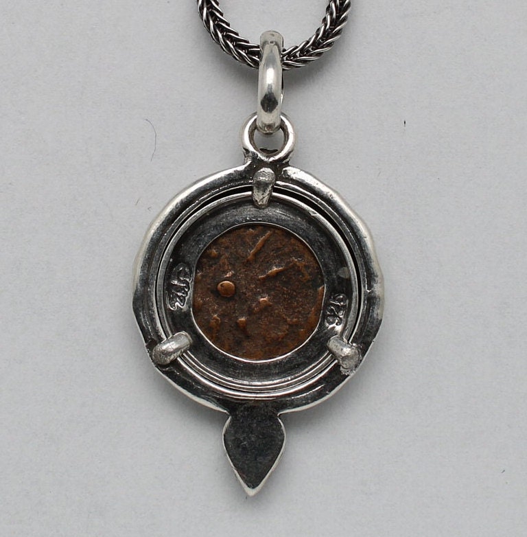 Widows Mite Prutah Coin, Silver Pendant With Garnet, 00211 - Etsy