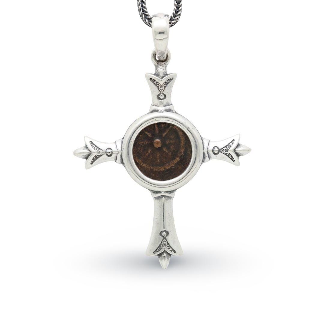 Sterling Silver Cross Pendant, Widows Mite Prutah Coin, 8125 - Etsy