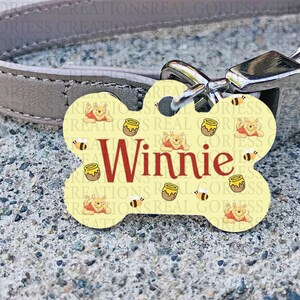 Pooh Dog Tag, Custom Dog Tag,