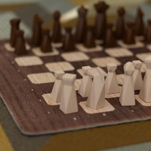 Modern Geometric Personalized Chess Set - Custom Luxury Board with Weighted Chess Pieces | Minimalist, Unique Gift for Chess Lovers