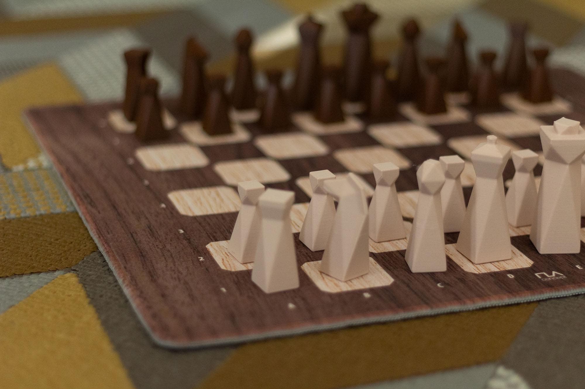 Modern Geometric Personalized Chess Set - Custom Luxury Board with Weighted Chess Pieces | Minimalist, Unique Gift for Chess Lovers
