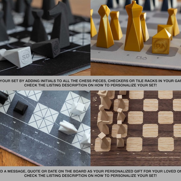 Anpassung für Schach-Set, personalisiertes Geschenk, Roll-up-Backgammon, 3D gedruckte Schachfiguren, Reise-freundliches Spiel-Set, individuelles Luxusgeschenk