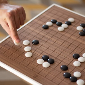 Modern Go Set, Wooden Go Board Game, Handmade Unique Go Set with Board, Luxury Personalized Gift, Go Pieces, 19x19, 15x15, 13x13, Walnut