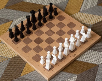 Modern Chess Set, Handmade Unique Chess Board, Checkers Chess, Luxury Personalized Gift, Custom Chess Board, Home Decor (No Chess Pieces)