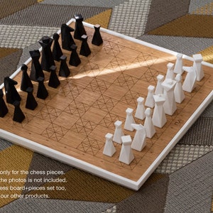 Modern geometric handmade resin chess pieces, elegantly weighted for balance and style. Unique designs perfect for board games, home decor, or a luxury personalized gift. Chessboard not included. Sleek, minimalist aesthetic ideal for any interior.