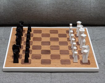 Modern Chess Set, Handmade Unique Chess Board, Checkers Chess, Luxury Personalized Gift, Custom Chess Board, Home Decor (No Chess Pieces)