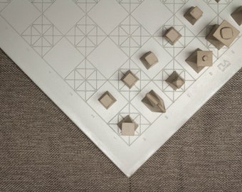Handmade Modern Concrete Geometric Chess Set with Concrete Chess Pieces | Home Decor | Luxury Personalized Gift