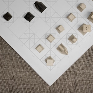Handmade Modern Concrete Geometric Chess Set with Concrete Chess Pieces | Home Decor | Luxury Personalized Gift | Matte White