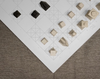 Handmade Modern Concrete Geometric Chess Set with Concrete Chess Pieces | Home Decor | Luxury Personalized Gift | Matte White