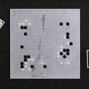 Modern Go Set, Marble Go Board Game, Handmade Unique Go Set with Board, Luxury Personalized Gift, Go Pieces, 19x19, Gray Marble Go Board