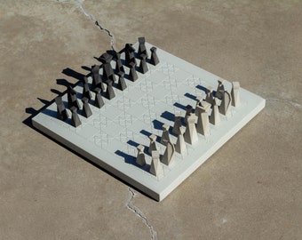 Handmade Modern Concrete Geometric Chess Board, Checkers Chess, Luxury Personalized Gift, Custom Chess Board, Home Decor (No Chess Pieces)