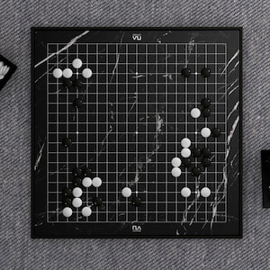 Modern Go Set, Marble Go Board Game, Handmade Unique Go Set with Board, Luxury Personalized Gift, Go Pieces, 19x19, Black Marble Go Board