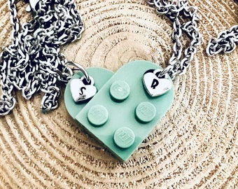 Connecting Matching Heart Necklaces Made From Real LEGO® Bricks | Best Friends Necklace | BFF Necklace | Valentines Day Gift Set