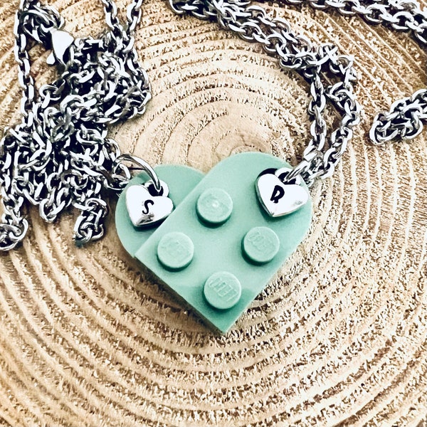 Connecting Matching Heart Necklaces Made From Real LEGO® Bricks | Best Friends Necklace | BFF Necklace | Valentines Day Gift Set