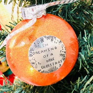 I&#39;m Dreaming of a Wine Christmas Glitter Holiday Ornament