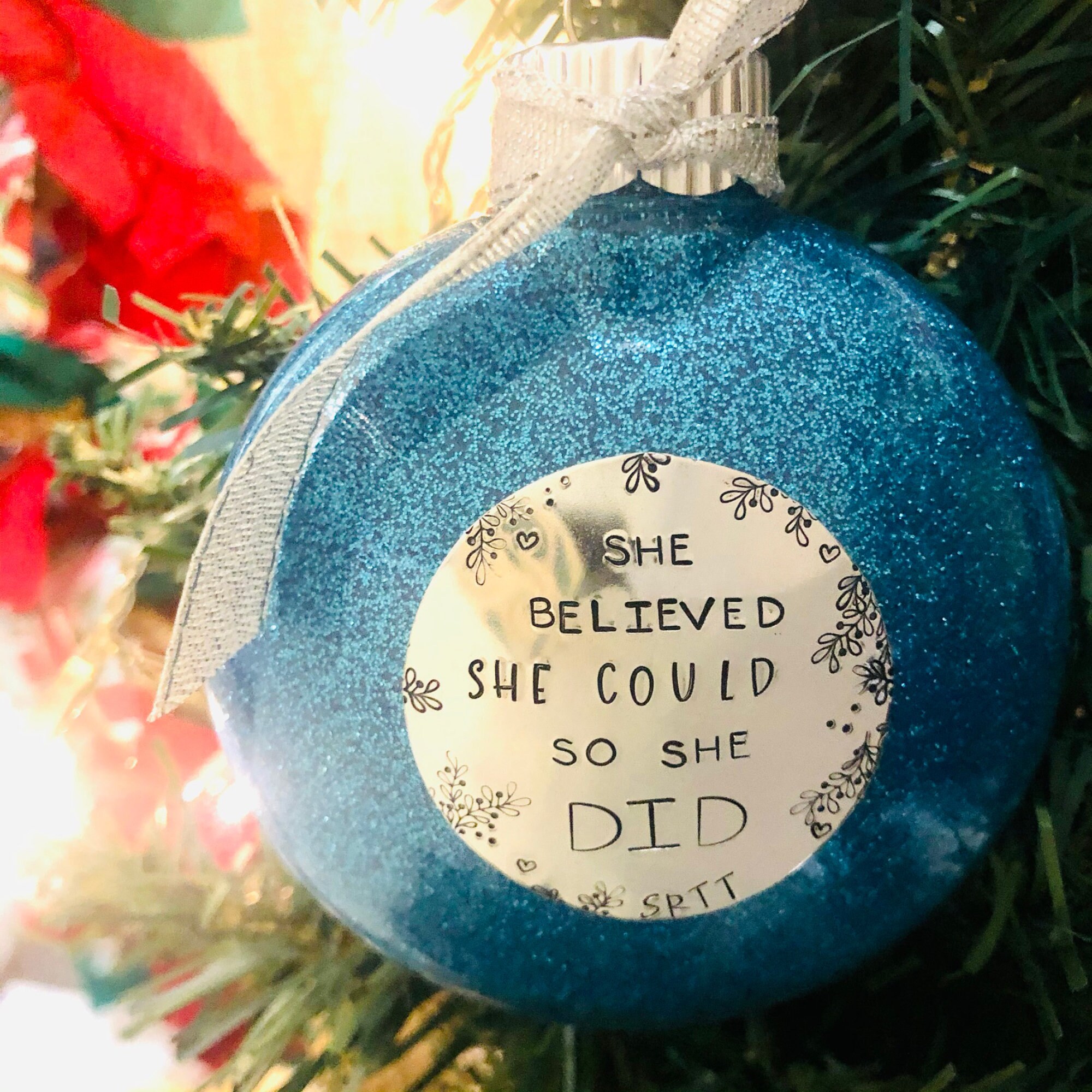 Ornament - She Believed She Could so She Did - Raw Wood 3x3in Ornament - She Believed She Could so She Did - Raw Wood 3x3in
