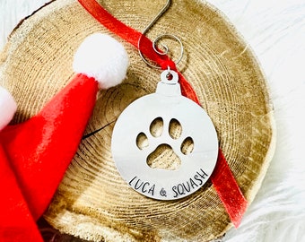 Paw Print Custom Stamped Metal Ornament