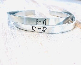 Cuff Bracelet Initials, Custom Cuff Bracelet, Love, Quote, Memories, You and Me, gift for her, girlfriend gift, Valentines day gift