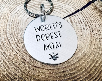 Worlds Dopest Mom Keychain
