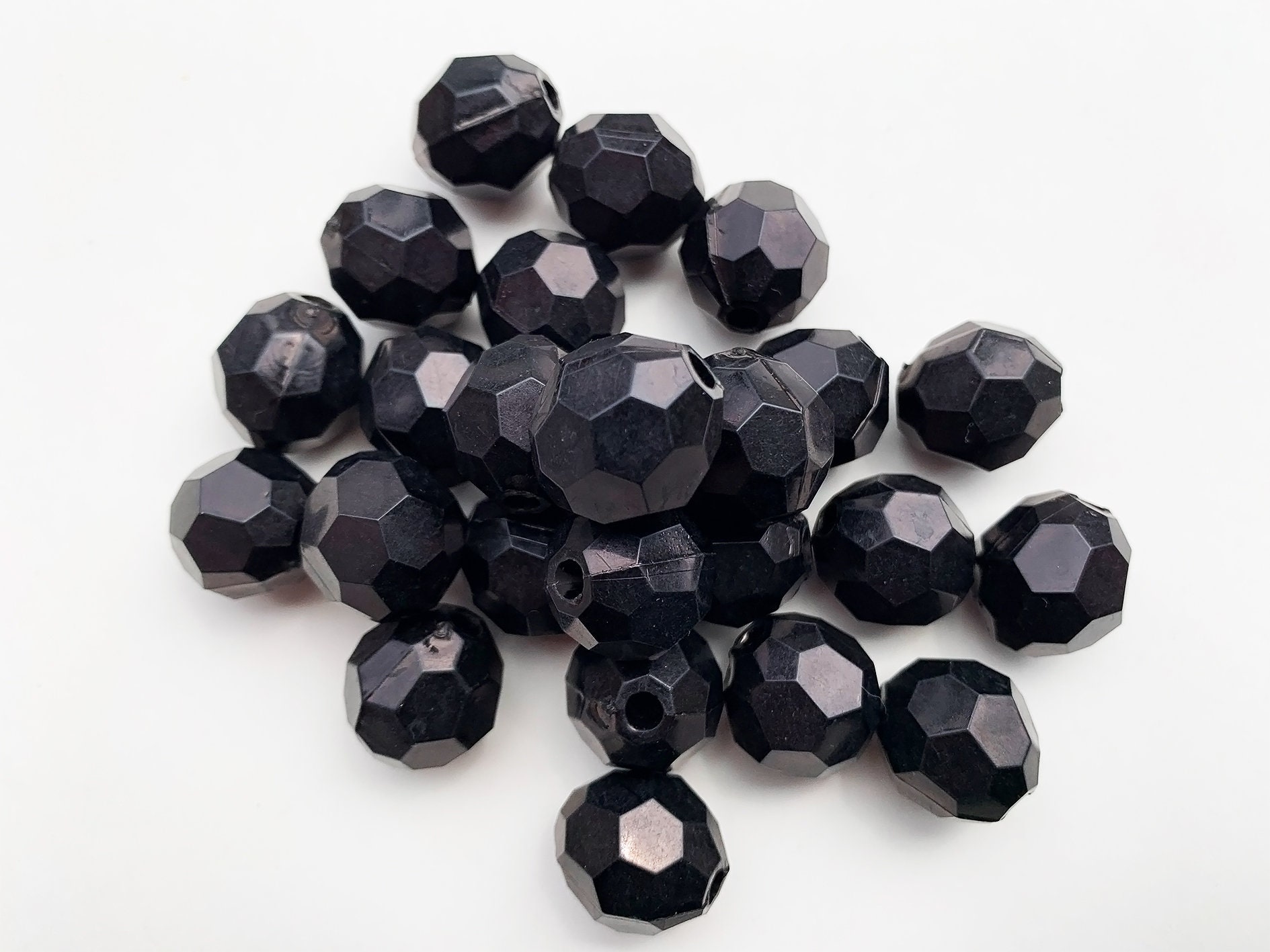 5pc Vintage Black Crystal Beads Bohemian Beads Necklace Etsy UK