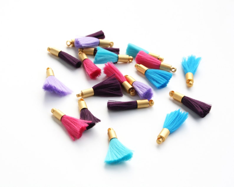 2pc Light Blue Tassel With Gold Cap Gold Cap Tassel Mini Etsy