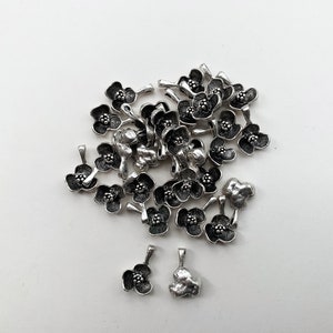 2pc silver flower charm, silver charm, nature charm, boho charm, necklace charm, bracelet charm 15mm earring charm
