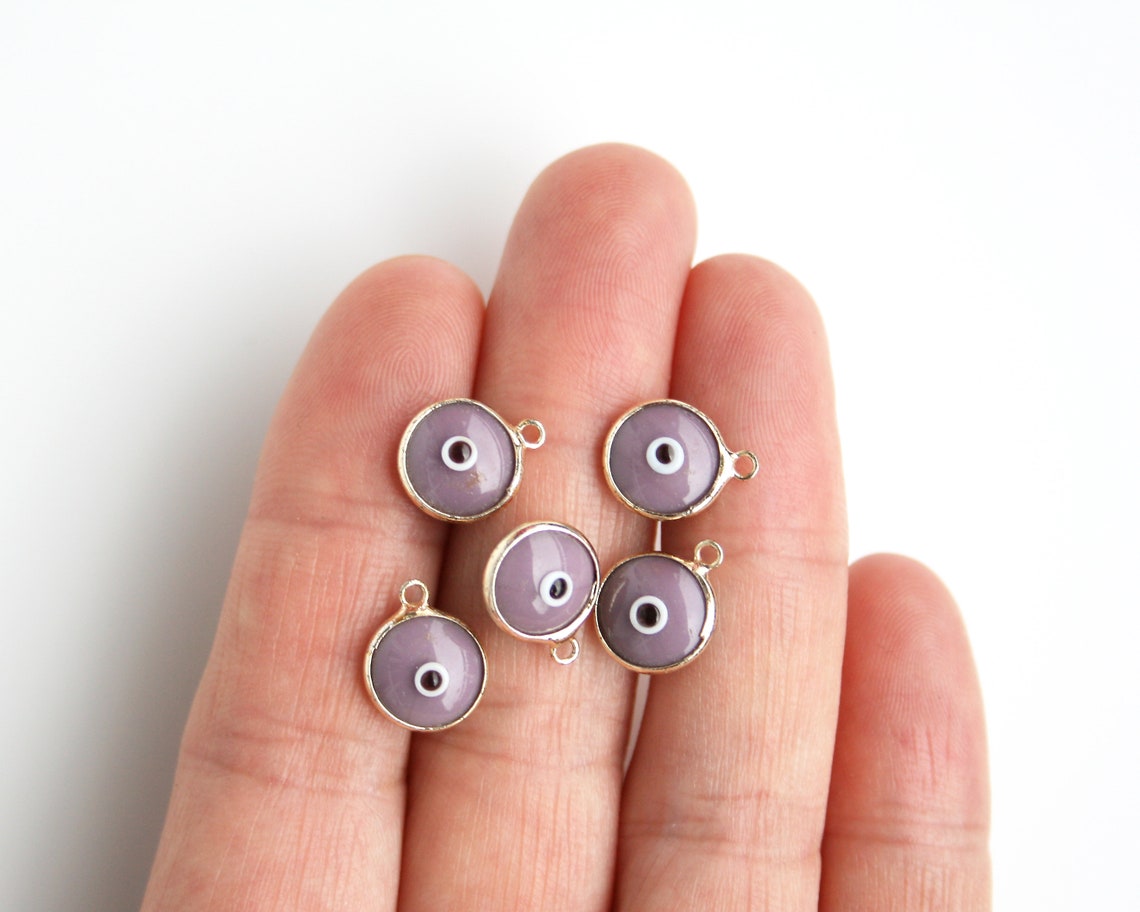 5pc Purple Evil Eye Charms Evil Eye Bead Glass Bead Good Etsy