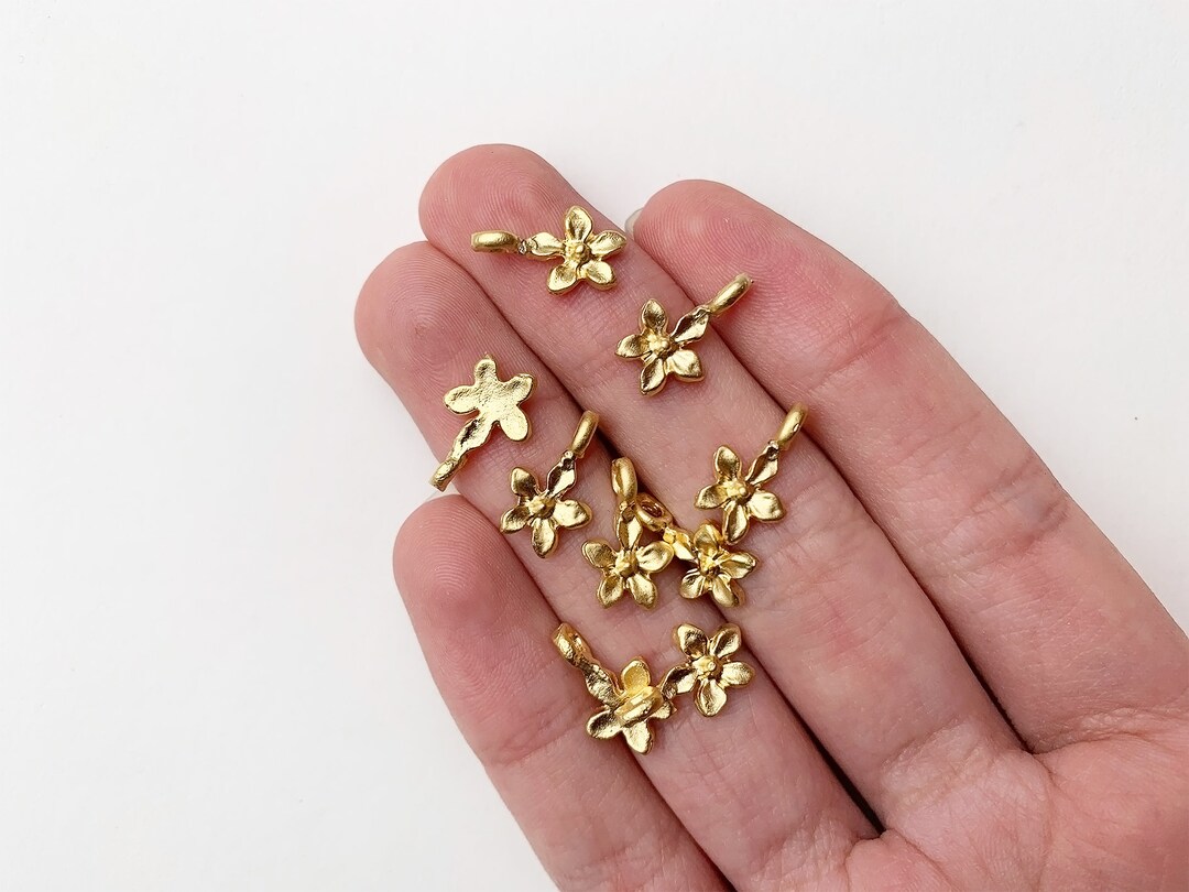 5pc Gold Flower Charm, Gold Charm, Nature Charm, Boho Charm, Necklace