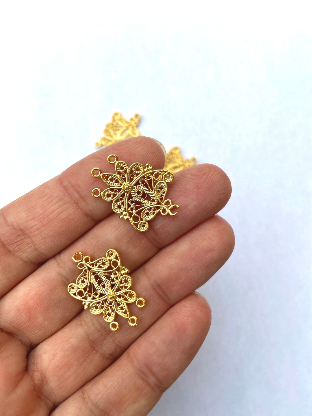 2pc Filigree Gold Pendant Connector Gold Pendant Multi Etsy UK