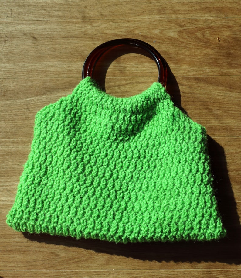 Green Knit handbag | Etsy