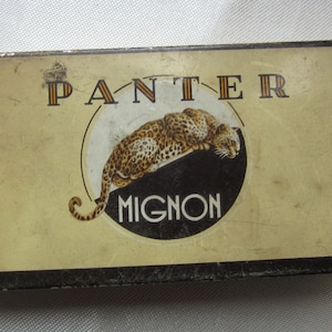 vecchia scatola di latta di metallo per sigarette PANTER Mignon / OLANDA Paesi Bassi anni '30