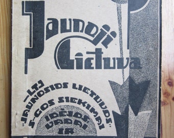 avant  garde  style cover book " JAUNOJI LIETUVA " A. Merkelis y 1932 Kaunas