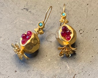 Pomegranate Earrings, Mini Pomegranate, Gift for lovers, Most popular jewelry, Turkish jewelry, Valentines gift, Elegant Gift, Joy Earrings